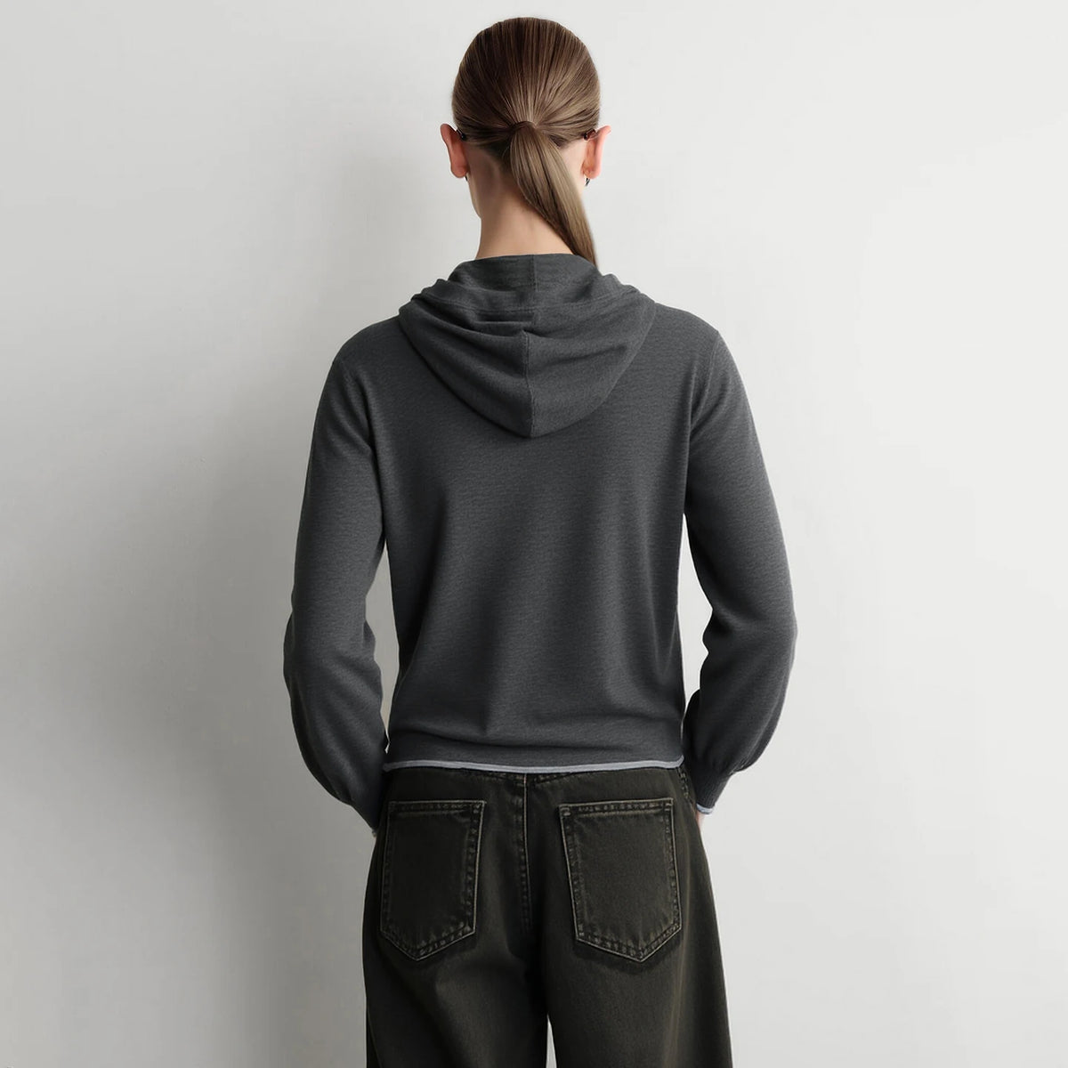 Women's Striped Hooded Knit Cardigan - Oversized Minimalist Autumn Wear