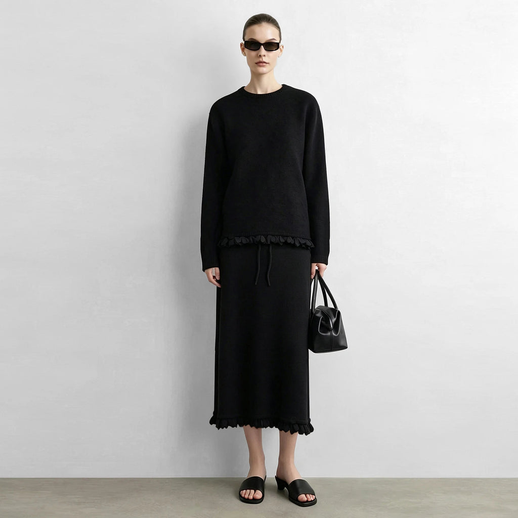 Women's Petal Lace Knit Sweater | Minimalist Commuter Pullover