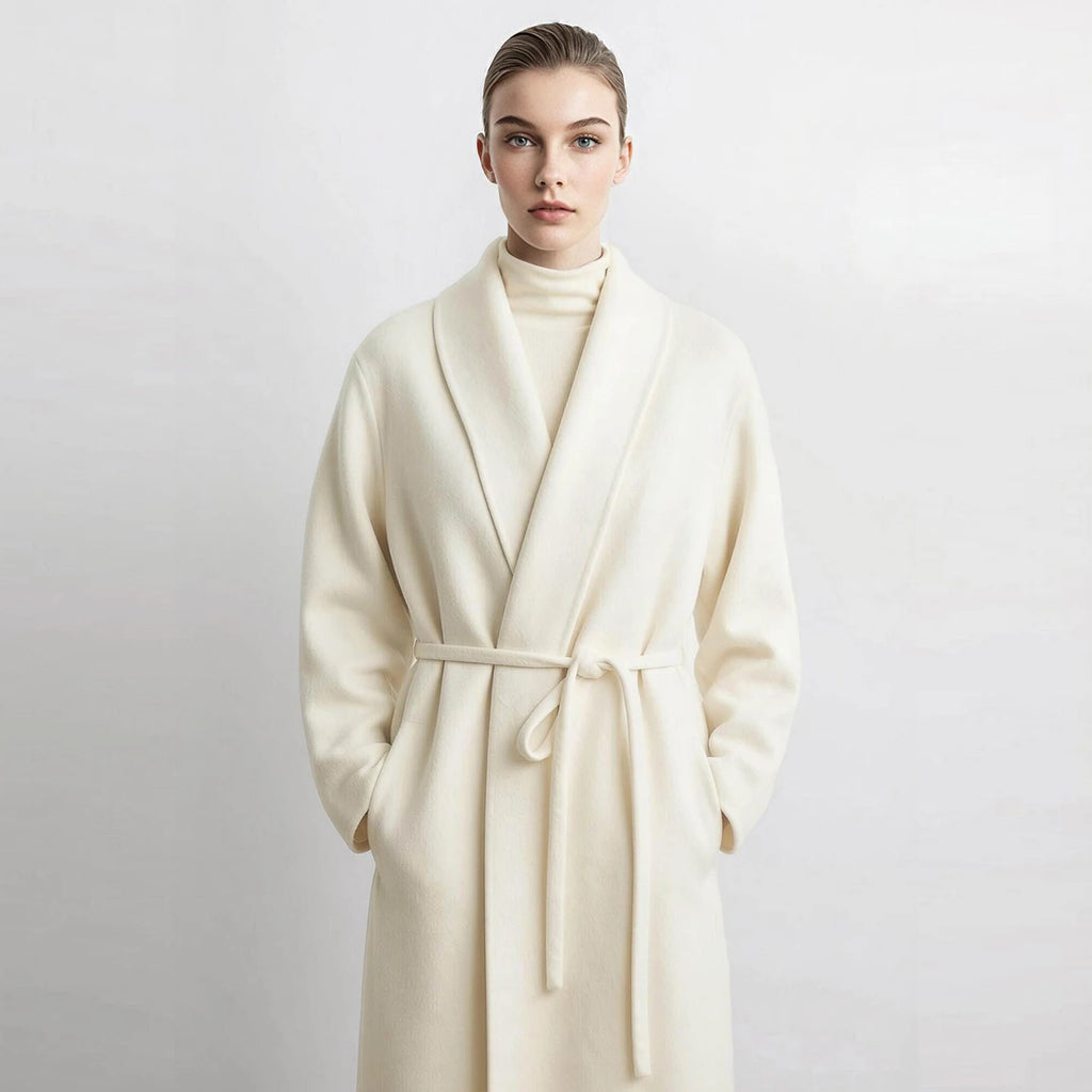 Women's Double-Faced Wool Alpaca Blend Belted Long Winter Coat