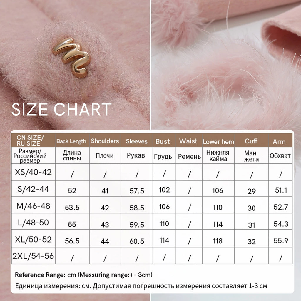 Amii Women's Double-Faced Wool Short Coat with Feather Trim