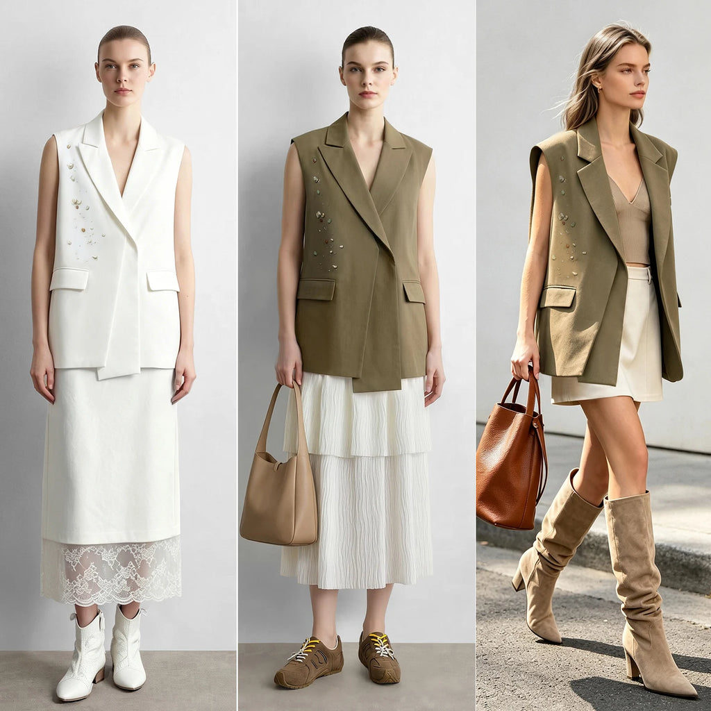 Women's Relaxed Lapel Collar Vest - Minimalist Autumn Commuter Top