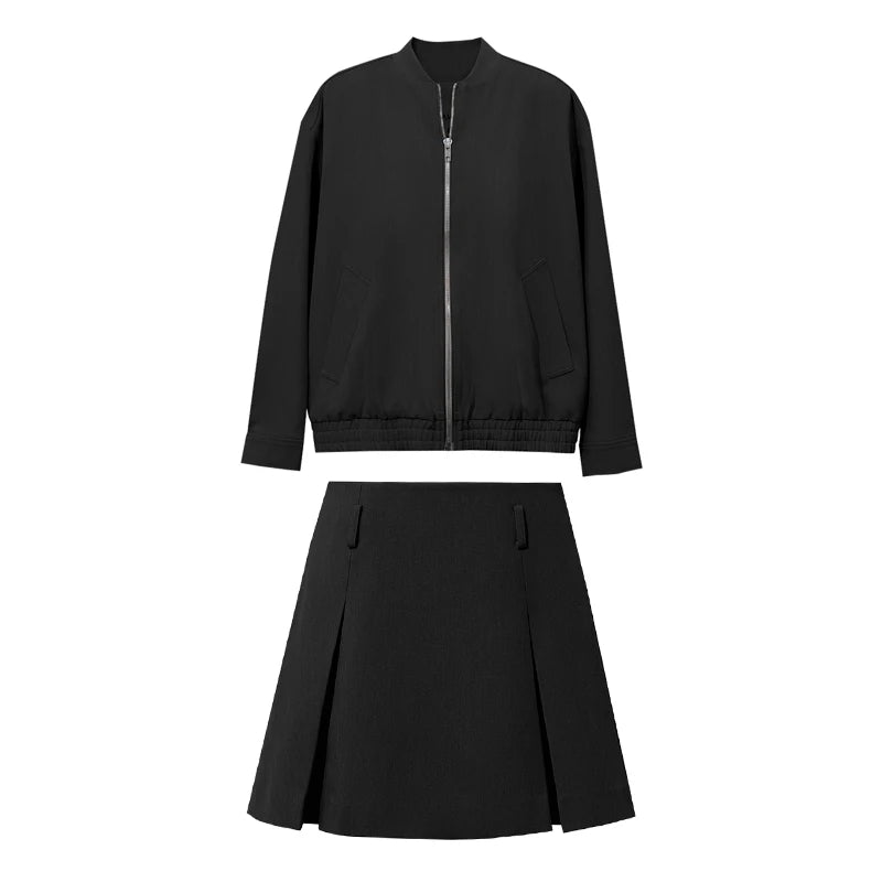 Women's Baseball Jacket & A-Line Skirt Set Casual Autumn Commuter