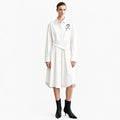 Minimalist Cotton Midi Shirt Dress with Belt - Elegant Commuter Wear