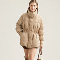 Women's Minimalist Duck Down Puffer Jacket - Lightweight Winter Coat