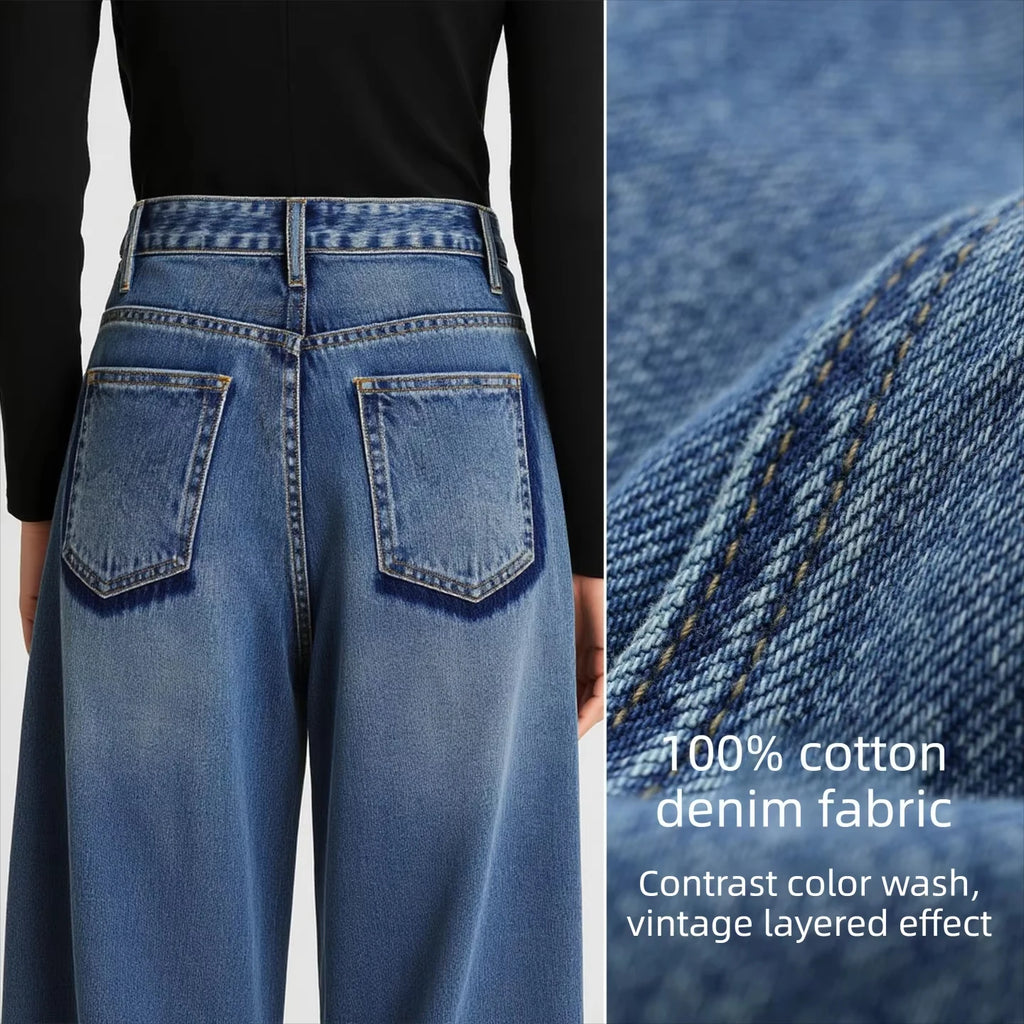 Women's Loose Fit Banana Jeans - Autumn Cotton Denim Casual Trousers
