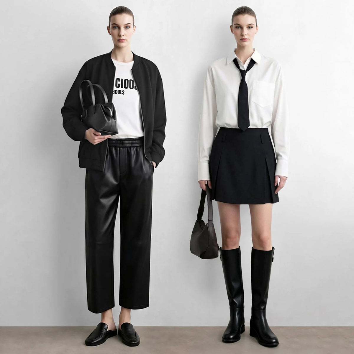 Women's Baseball Jacket & A-Line Skirt Set | Casual Commuter Wear