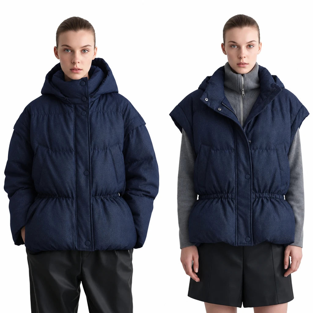 Amii 2-in-1 Down Puffer Jacket | Detachable Sleeves Winter Vest