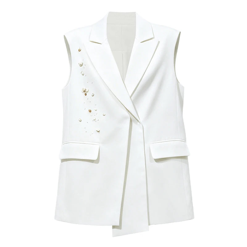 Women's Relaxed Lapel Collar Vest - Minimalist Autumn Commuter Top