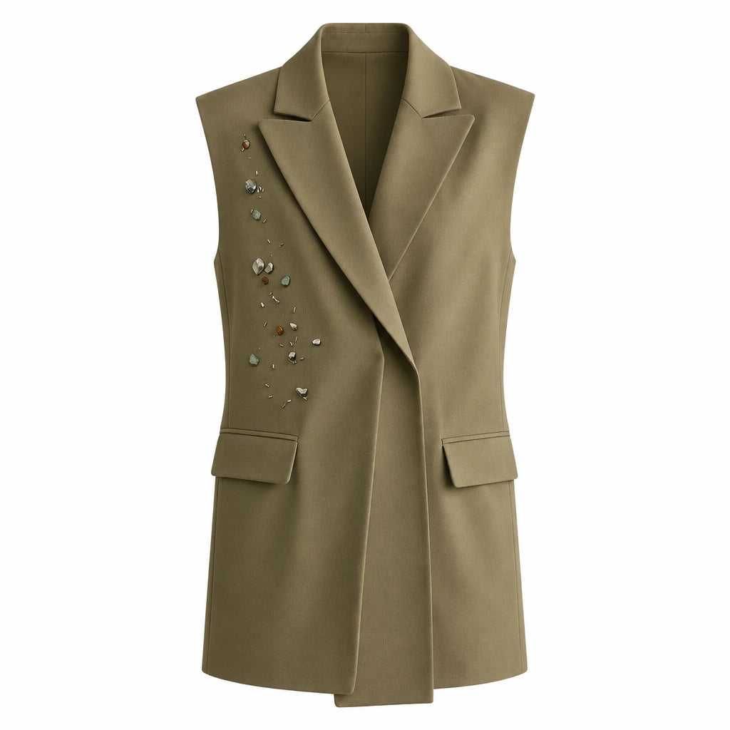 Women's Relaxed Lapel Collar Vest - Minimalist Autumn Commuter Top