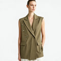 Women's Lapel Collar Vest - Minimalist Relaxed Fit Commuter Top