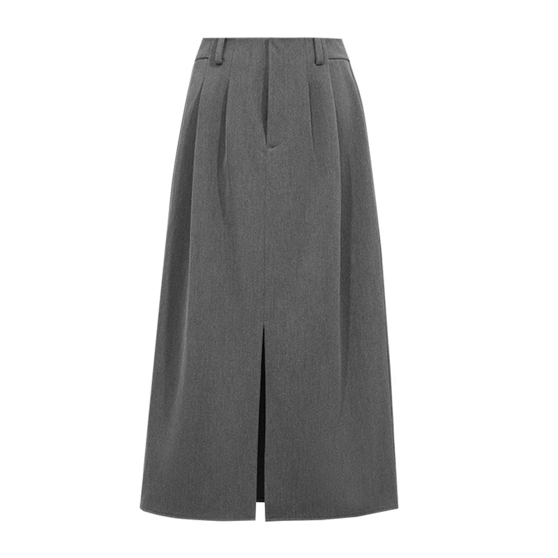 Women's Straight Long Skirt Front Slit Minimalist Commuter Wear