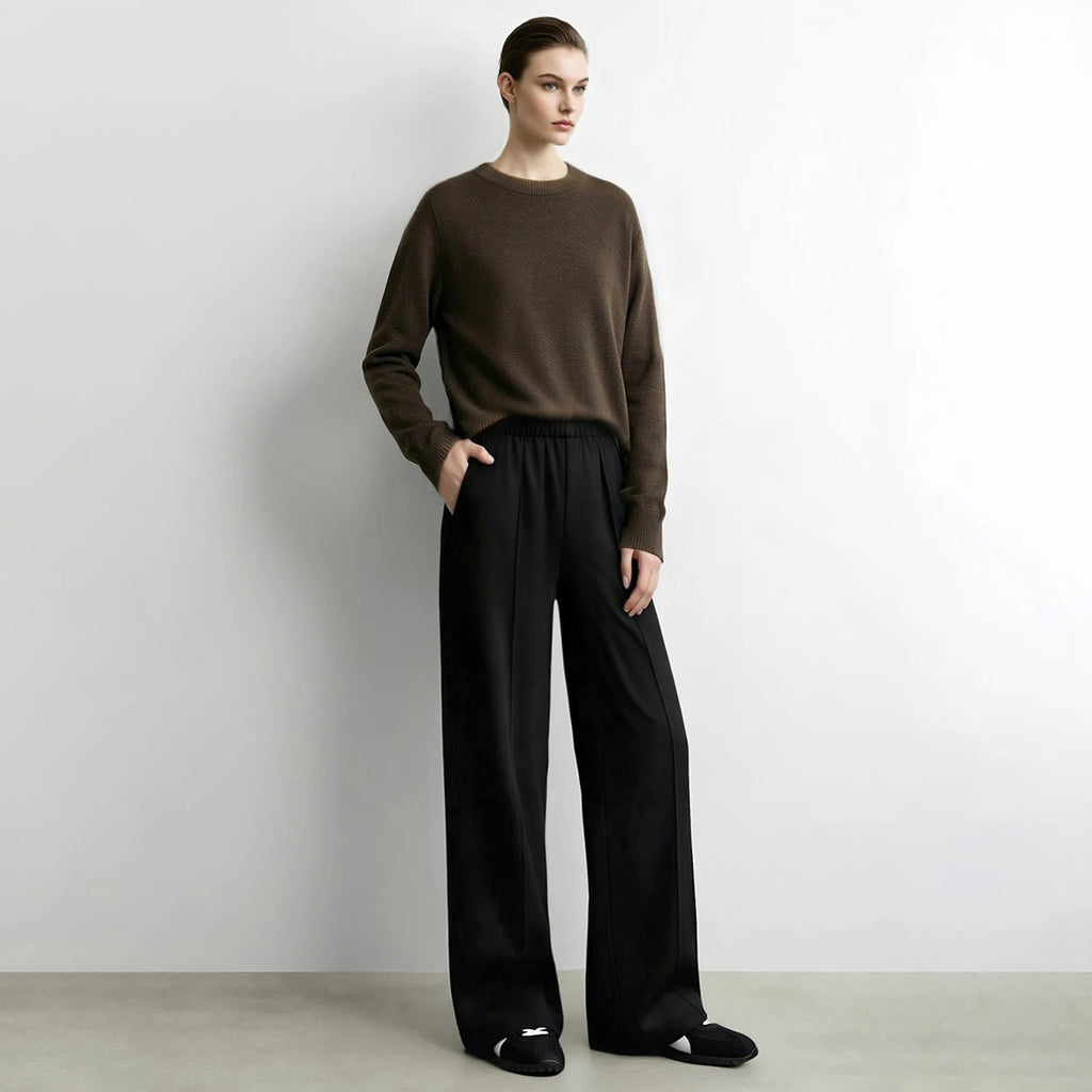 Women's Wide Leg Trousers - Minimalist Winter Casual Commuter Pants