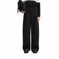 Women's Curved Drawstring Pants - Minimalist Loose Fit Winter Trousers