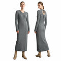 V-Neck Knit Hollow Out Bodycon Dress - Minimalist Autumn Style