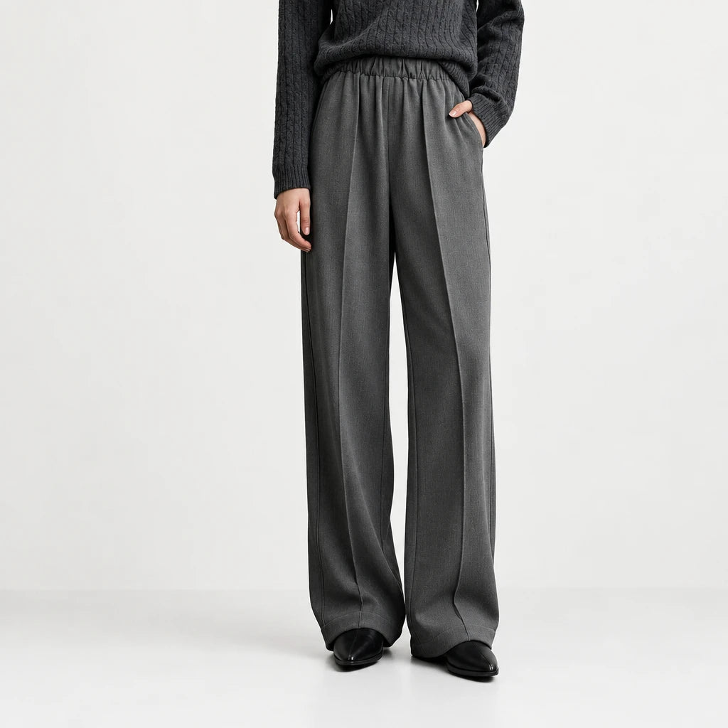 Women's Wide Leg Trousers - Minimalist Winter Casual Commuter Pants