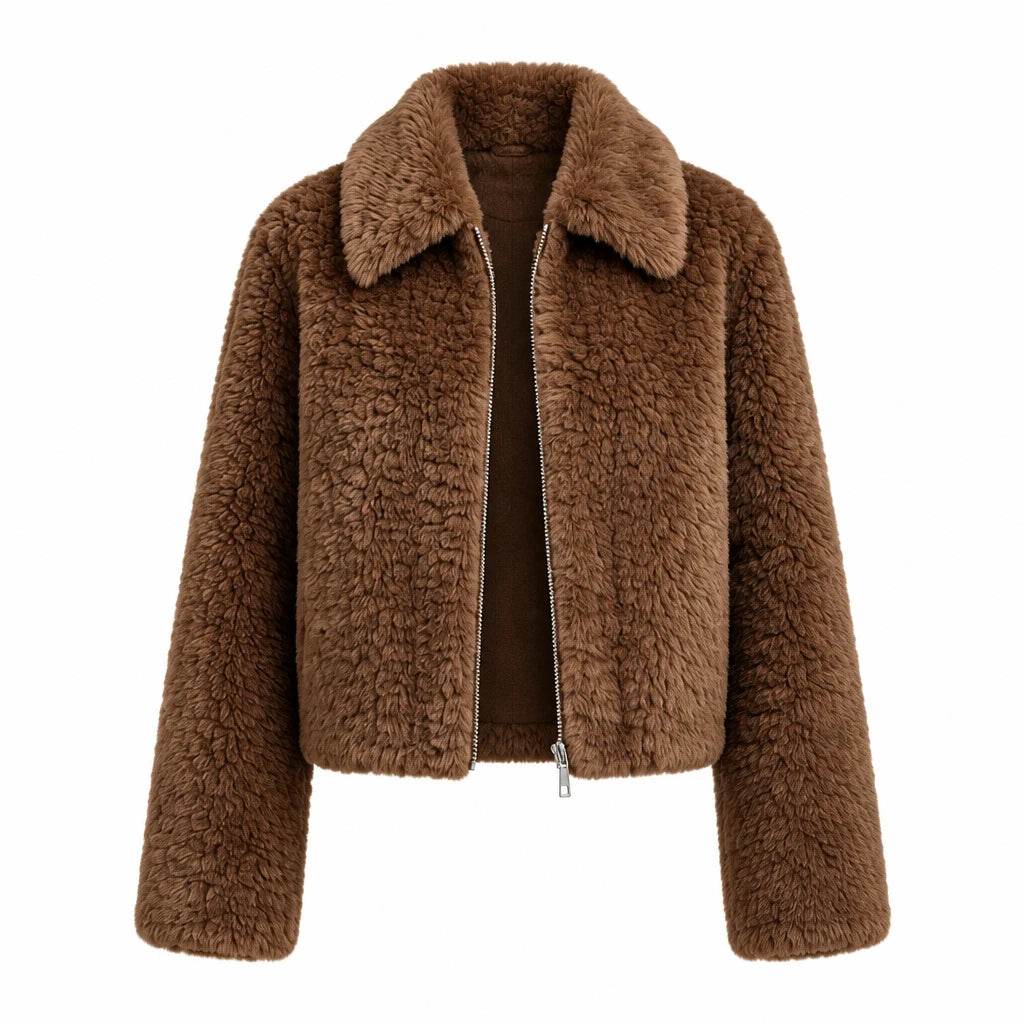 Women's Faux Fur Oversized Coat - Minimalist Winter Commuter Jacket