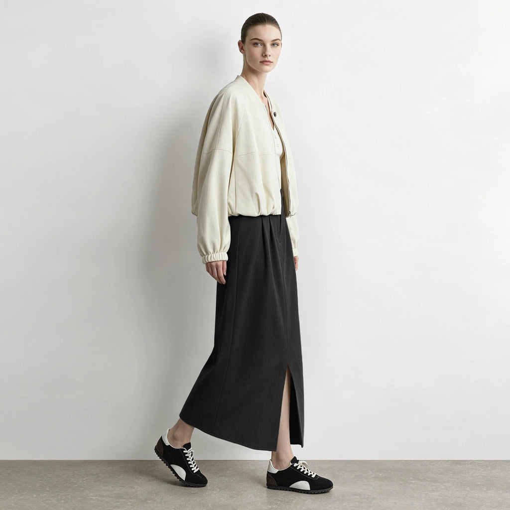 Women's Straight Long Skirt Front Slit Minimalist Commuter Wear