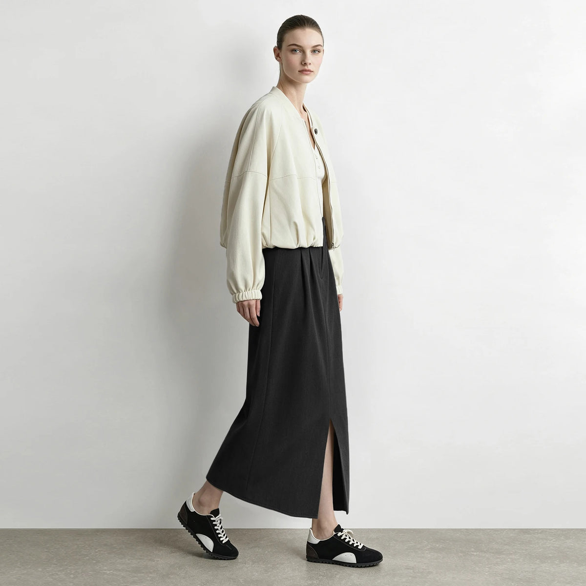 Women's Straight Long Skirt Front Slit Minimalist Commuter Wear