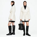 Wool Silk Blend Belted Coat | Minimalist Oversized Winter Outerwear