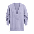 Oversized V-Neck Knit Sweater with Detachable Collar