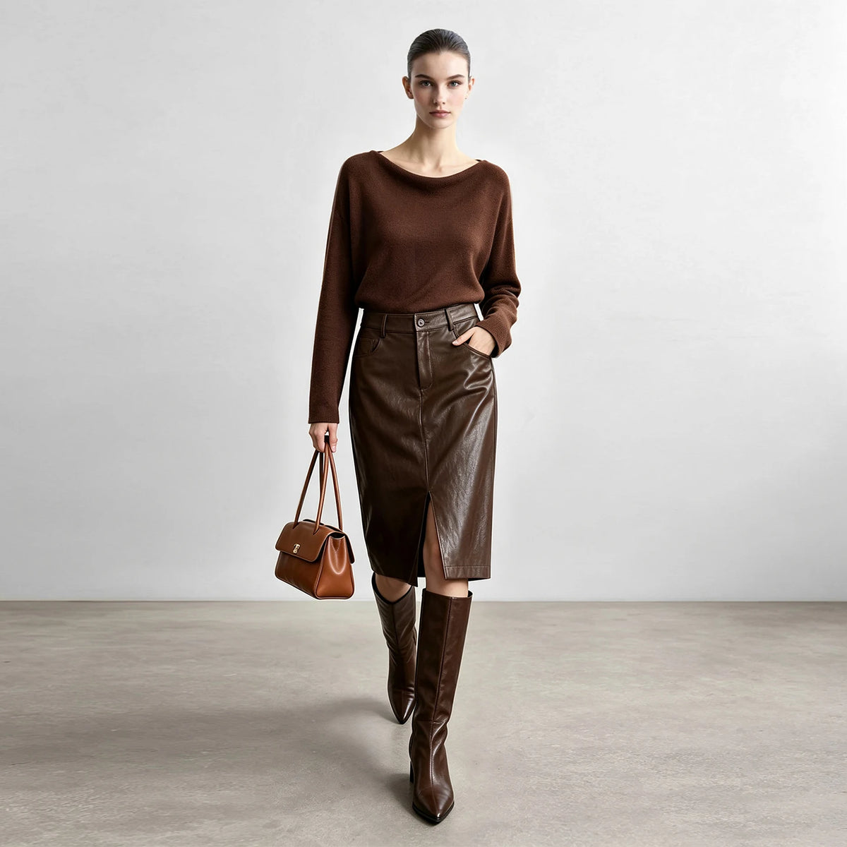 Amii Women's Minimalist Knit Sweater - Oversized Commuter Top