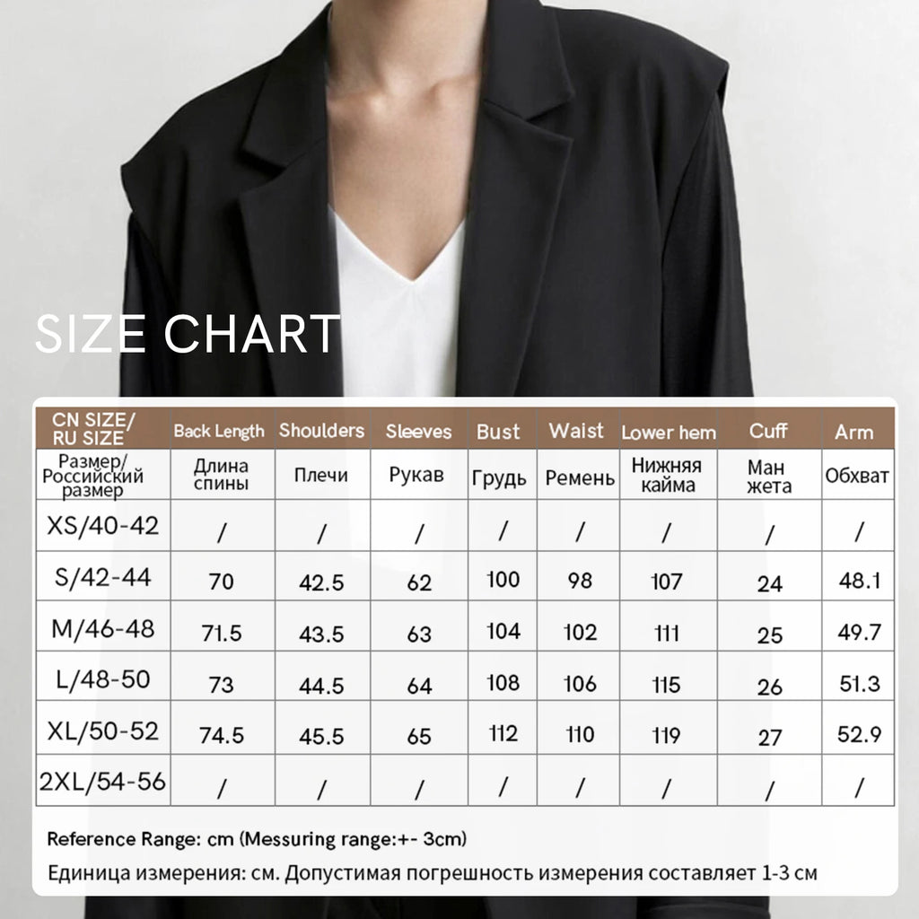 Women's Oversized Wide Shoulder Blazer - Office Commuter Suit Jacket