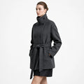 Women's Woolen Belted Coat - Minimalist Double-Faced Mid-Length Jacket