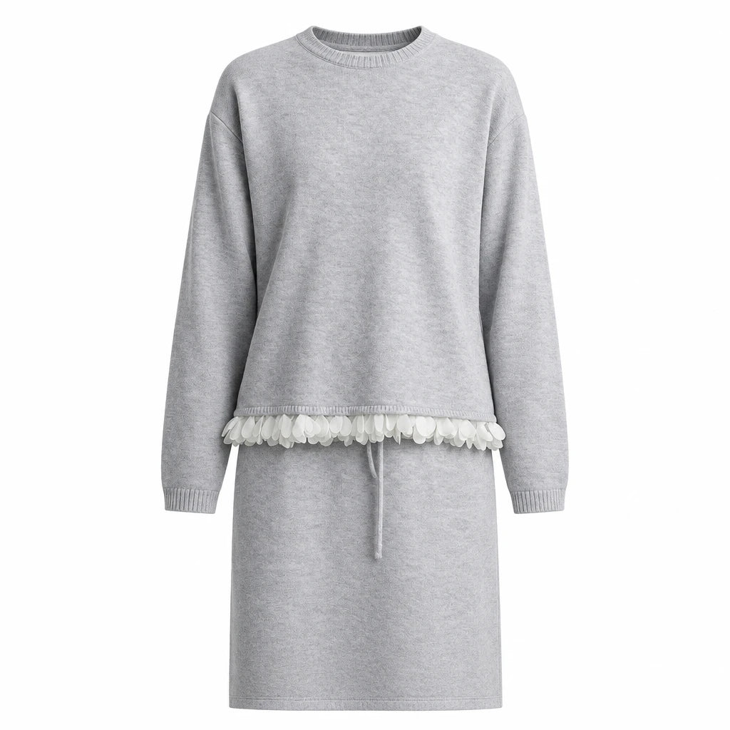 Women's Petal Lace Knit Pullover Minimalist Commuter Sweater