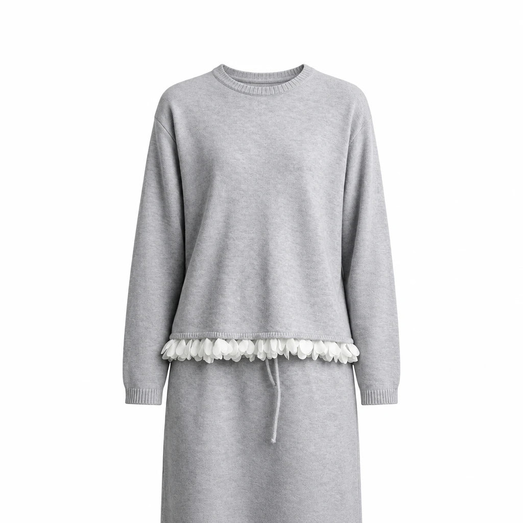 Women's Petal Lace Knit Sweater | Minimalist Commuter Pullover