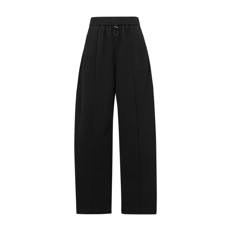 Women's Curved Drawstring Pants - Minimalist Winter Casual Trousers