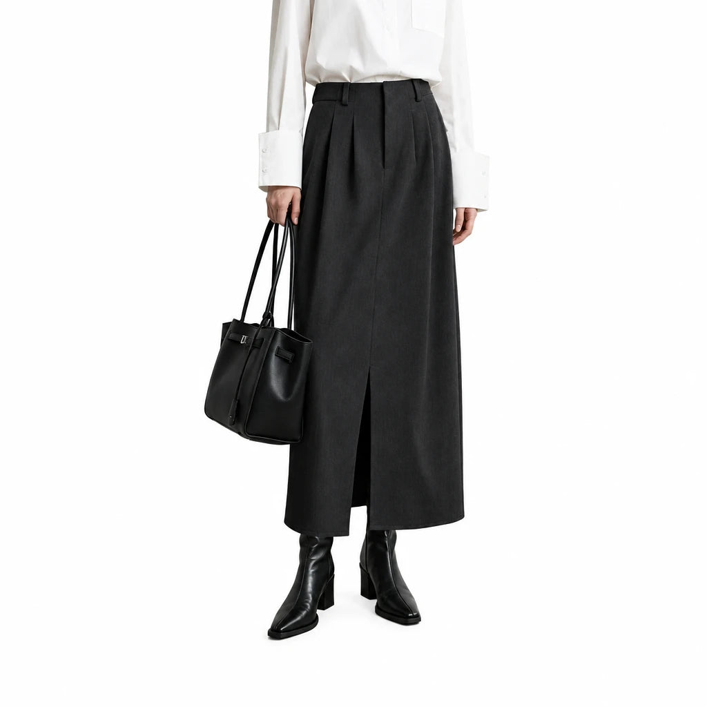 Women's Straight Long Skirt Front Slit Minimalist Commuter Wear