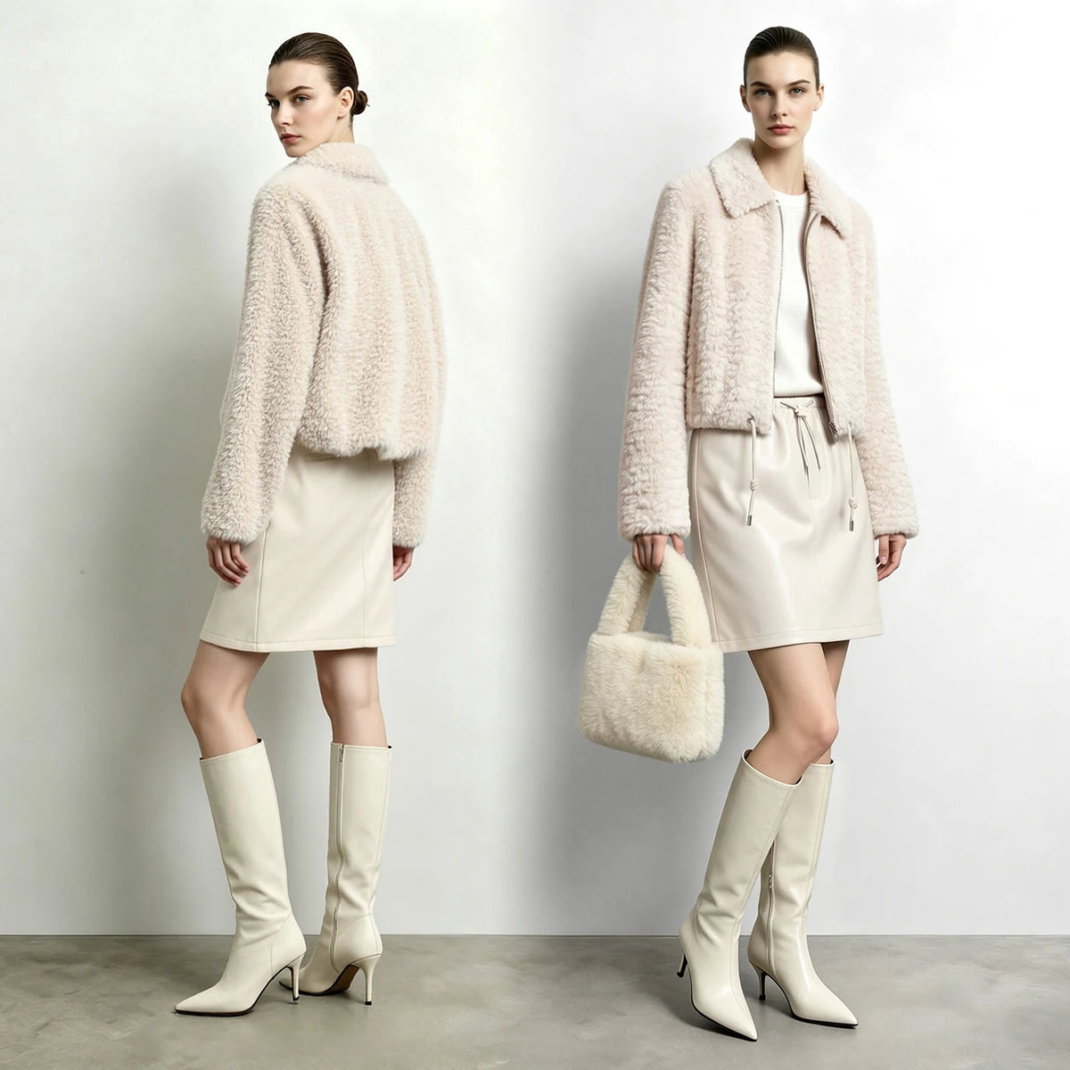 Women's Faux Fur Oversized Coat - Minimalist Winter Commuter Jacket