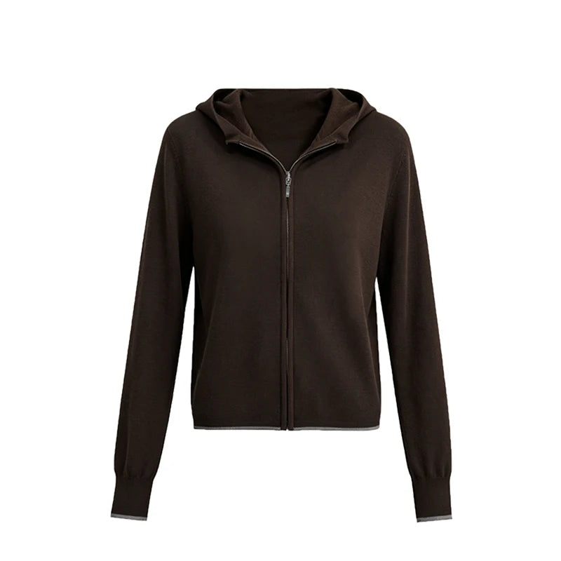Women's Striped Hooded Knit Cardigan - Oversized Casual Outerwear