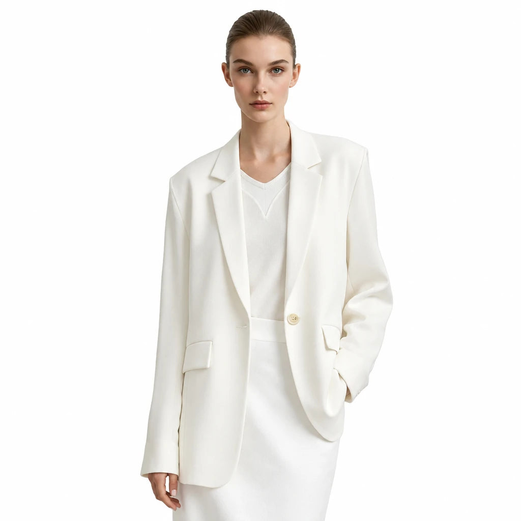 Women's Oversized Wide Shoulder Blazer - Professional Office Suit
