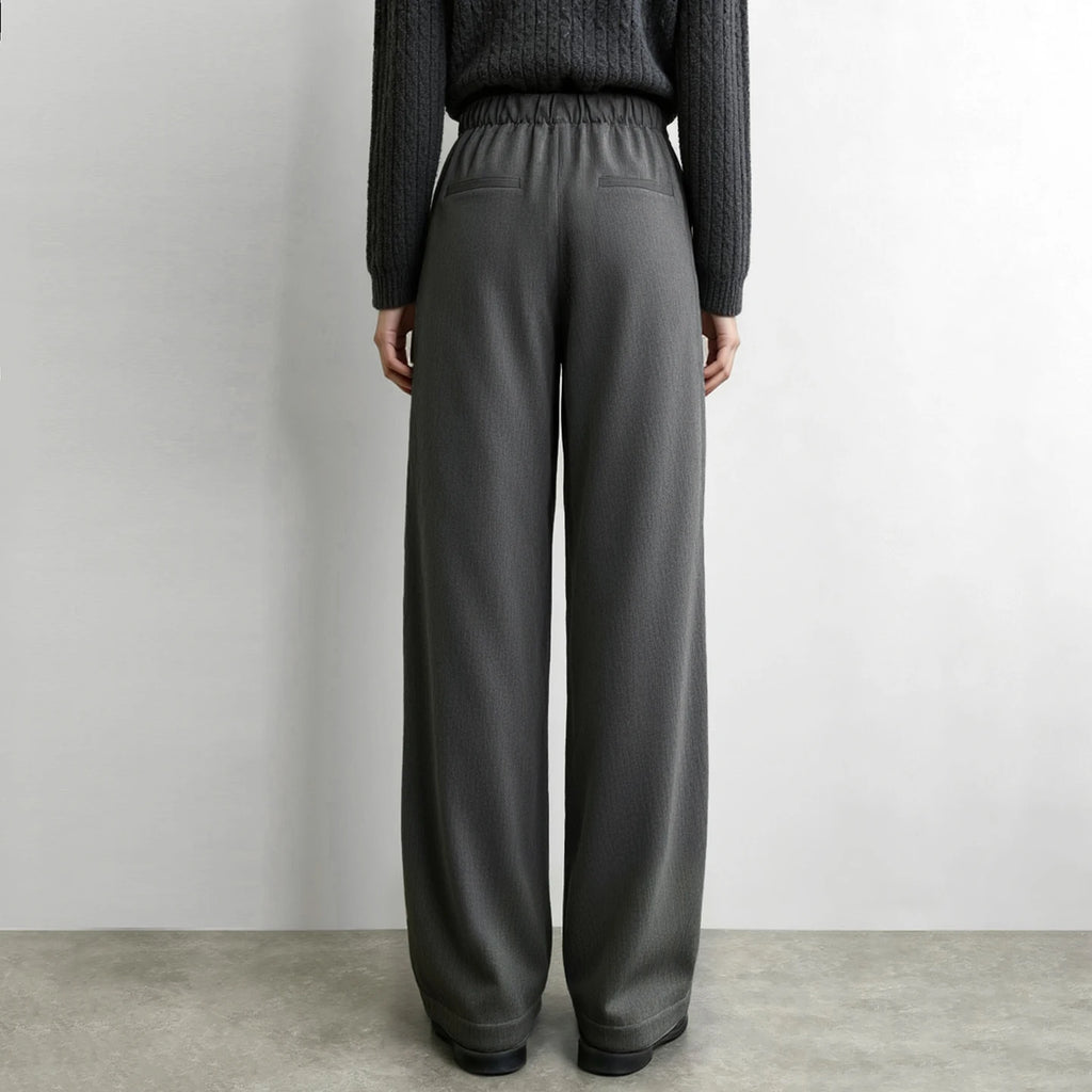 Women's Wide Leg Trousers - Minimalist Winter Casual Commuter Pants