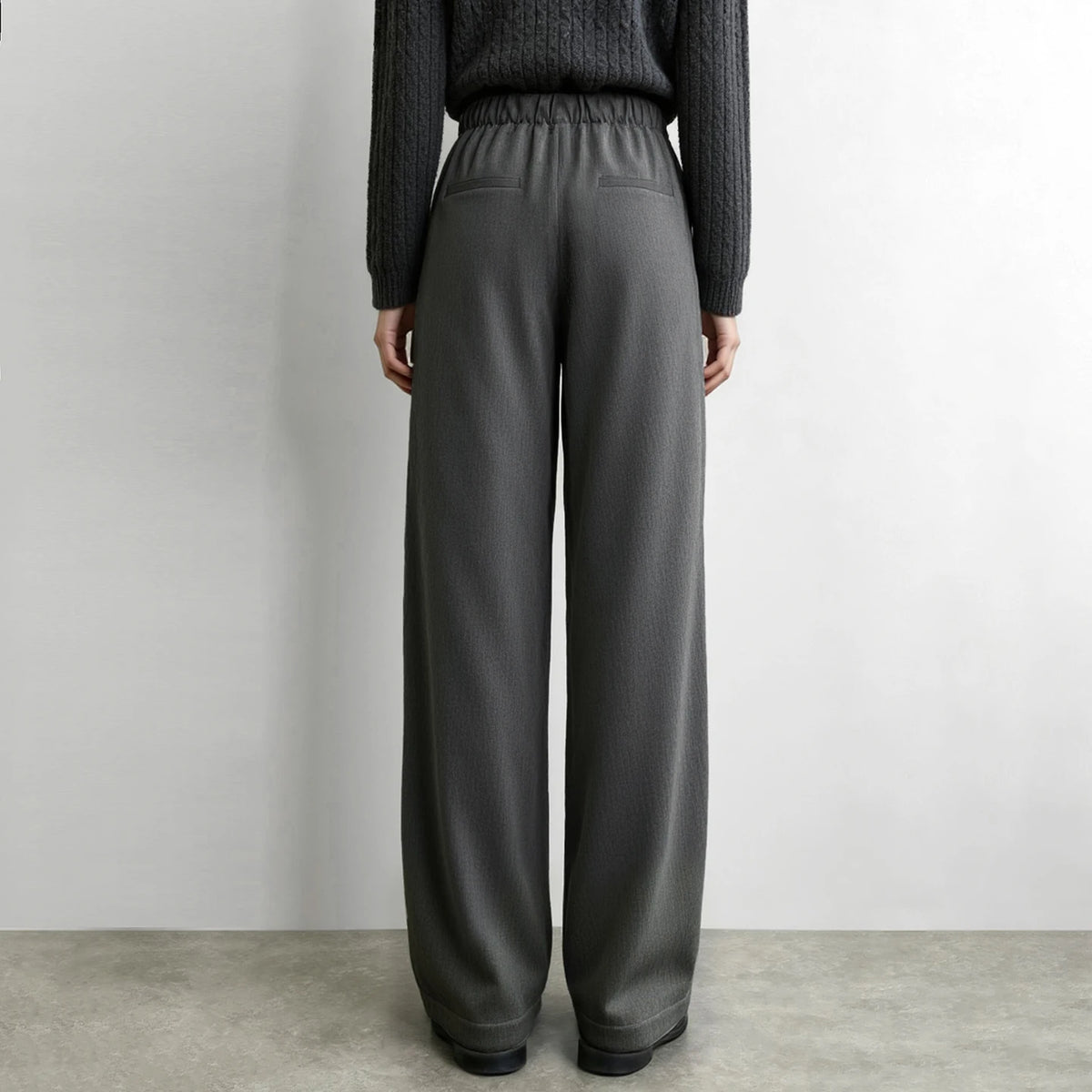 Women's Wide Leg Trousers - Minimalist Winter Casual Commuter Pants