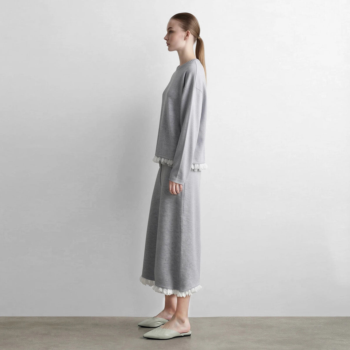 Women's Petal Lace Knit Sweater | Minimalist Commuter Pullover