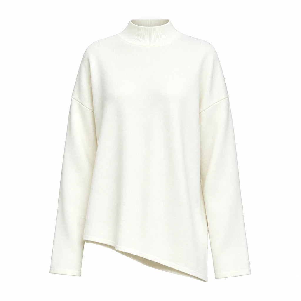 Women's Mock Neck Oversized Knit Sweater - Casual Winter Commuter Top
