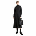 Women's Mock Neck Midi Dress - Minimalist Long Sleeve Commuter Style