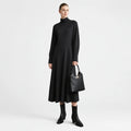 Women's Mock Neck Midi Dress - Long Sleeve Slimming Commuter