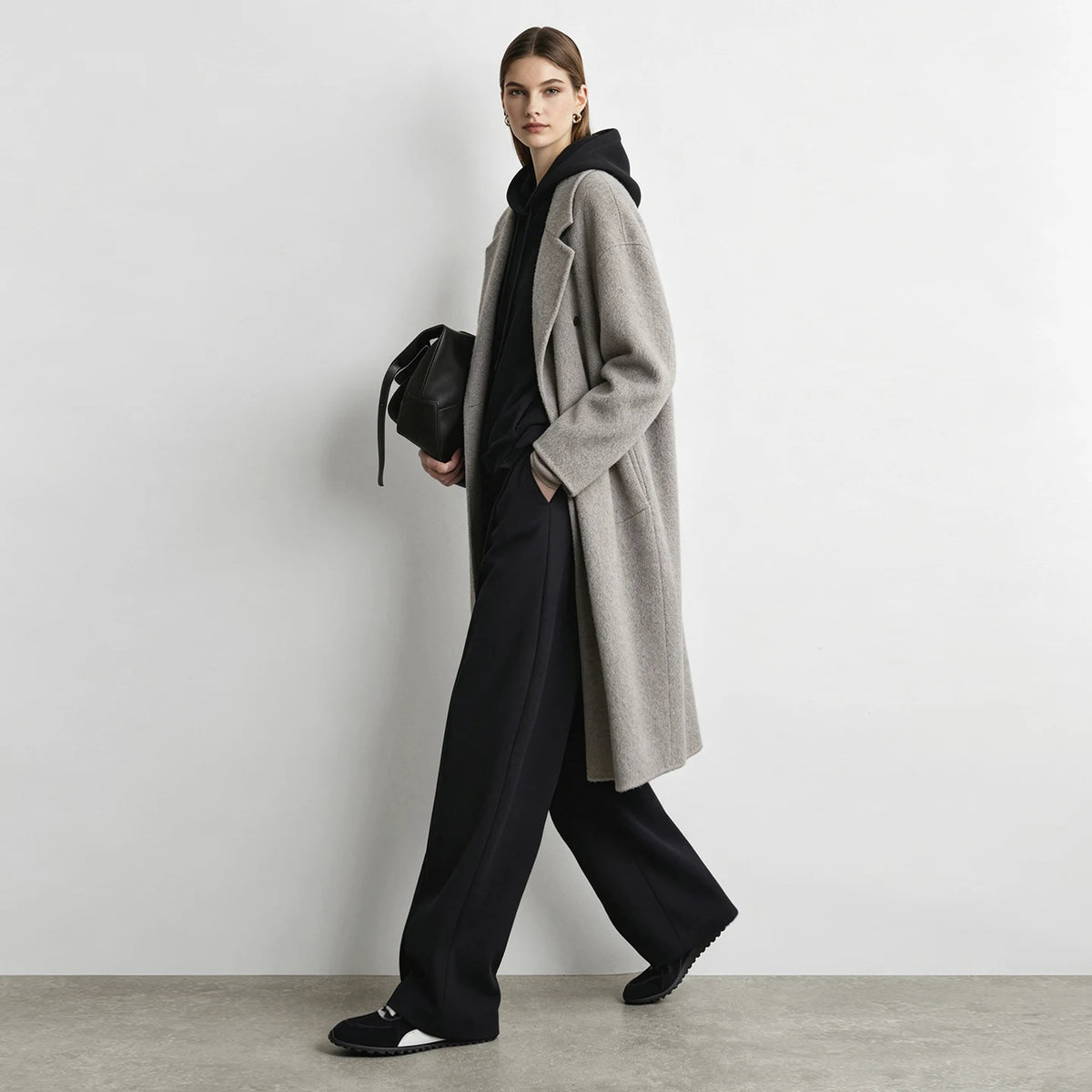 Women's Curved Drawstring Pants - Minimalist Winter Casual Trousers